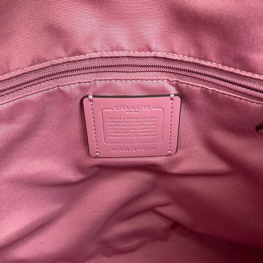 Coach Gallery Tote Signature Rose Print Khaki Pink Canvas Bag Excellent